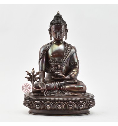 Hand Made Copper Alloy in Oxidation Finish 8.75" Medicine Buddha Statue