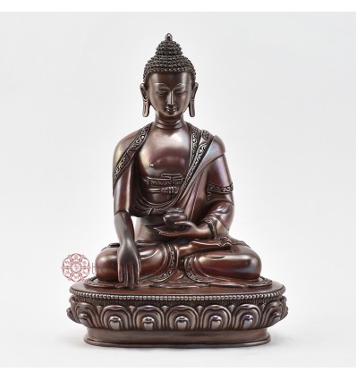 Hand Made Copper Alloy in Oxidation Finish 8.75" Shakyamuni Buddha Statue