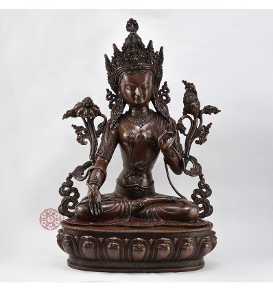 Hand Made Copper Alloy in Oxidation Finish19.75" White Tara / Dholkar Statue