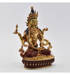 Hand Made Copper Alloy with Partly Gold Gilded and Face Painted 9" Prajnaparamita Statue