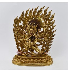  Hand Carved 24 Karat Gold Gilded Tibetan Buddhist Vajrakilaya Copper Statue 