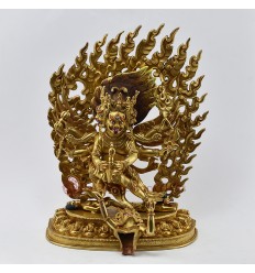  Hand Carved 24 Karat Gold Gilded Tibetan Buddhist Vajrakilaya Copper Statue 