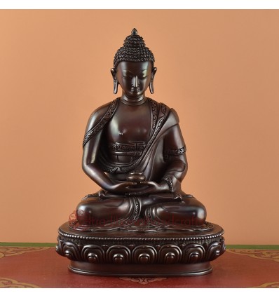 Hand Made Oxidized Copper Alloy 9" Amitabha/Amida Opame Buddha  Statue 