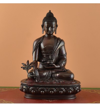 Hand Made Lost Wax Method Copper Alloy 8.5" Medicine Buddha Statue From Nepal