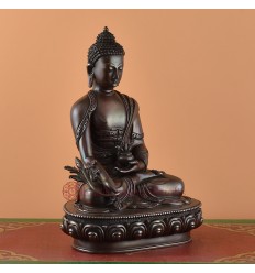 Hand Made Lost Wax Method Copper Alloy 8.5" Medicine Buddha Statue From Nepal