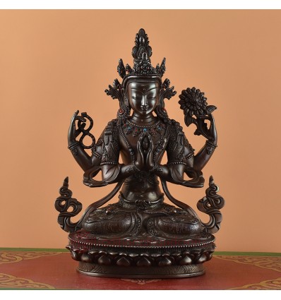 Handcrafted Tibetan Buddhist Chenrezig / Four Armed Avalokiteshvara Statue