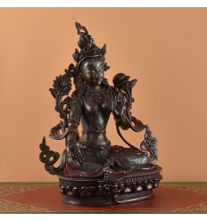 Handcrafted Tibetan Buddhist Green Tara / Dholma Copper Statue