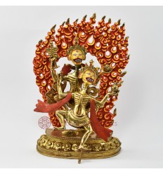 Hand Made Copper Alloy with 24 Karat Gold Gilded 11" Citipati Statue