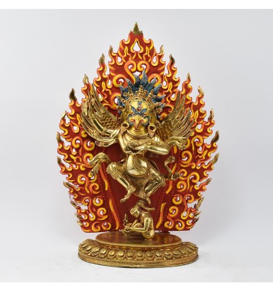 Hand Made Copper Alloy with Fully Gold Gilded 14" Garuda Statue