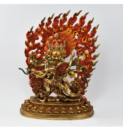 Hand Made Copper Alloy with 24 Karat Gold Gilded 14.5" Mahachakra Vajrapani / Khorchen Statue