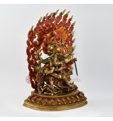 Hand Made Copper Alloy with 24 Karat Gold Gilded 14.5" Mahachakra Vajrapani / Khorchen Statue