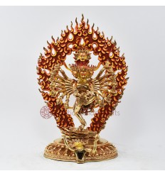 Hand Made Copper Alloy with 24 Karat Gold Gilded and Hand Painted Face 14" Hevajra Statue