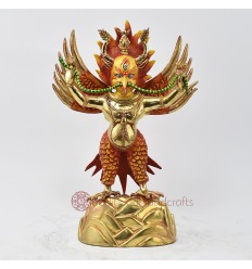 Hand Made Copper Alloy with Fully Gold Gilded 11" Garuda Statue