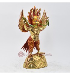 Hand Made Copper Alloy with Fully Gold Gilded 11" Garuda Statue