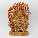 Hand Made Copper Alloy with Fully Gold Gilded 13" Four-Armed Mahakala Statue