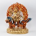 Hand Made Copper Alloy with Gold Gilded 12.5" White (Dragon) Dzambhala Statue