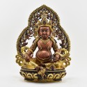 Tibetan Buddhist Gold Gilded Copper Alloy in Oxidation Finish 14" Yellow Dzambhala Statue