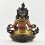 Tibetan Buddhist Gold Gilded Copper Alloy in Oxidation Finish 14" Yellow Dzambhala Statue