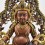 Tibetan Buddhist Gold Gilded Copper Alloy in Oxidation Finish 14" Yellow Dzambhala Statue