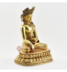 Hand Made  Copper Alloy with Gold Gilded, Hand Painted Face 10" Shakyamuni Buddha Statue