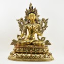 Tibetan Buddhist Copper Alloy with Gold Gilded, Hand Painted Face 20.5" White Tara Statue