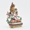 Hand Painted Copper Alloy with 24 Karat Gold Gilded 8.5" Chenrezig Four Armed Avalokiteshvara Statue