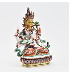 Hand Painted Copper Alloy with 24 Karat Gold Gilded 8.5" Chenrezig Four Armed Avalokiteshvara Statue