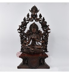 Hand Made Copper Alloy in Oxidation Finish  17.75" Green Tara Statue