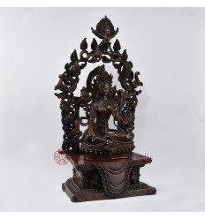 Hand Made Copper Alloy in Oxidation Finish  17.75" Green Tara Statue