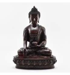 Hand Made Copper Alloy in Oxidation Finish 13" Buddha Shakyamuni Statue