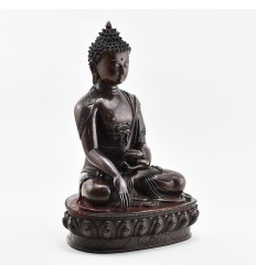 Hand Made Copper Alloy in Oxidation Finish 13" Buddha Shakyamuni Statue