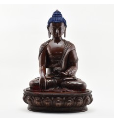 Hand Made Copper Alloy in Oxidation Finish 17.5" Buddha Sakyamuni Statue