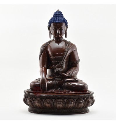 Hand Made Copper Alloy in Oxidation Finish 17.5" Buddha Sakyamuni Statue