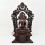 Hand Made Copper Alloy in Oxidation Finish 16.75" Amitabha Buddha on Throne Sculpture