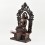 Hand Made Copper Alloy in Oxidation Finish 16.75" Amitabha Buddha on Throne Sculpture