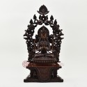 Hand Made Copper Alloy in Oxidation Finish 17" Chenrezig on Throne Sculpture Statue