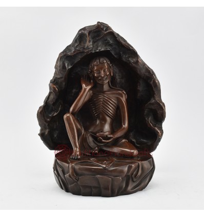 Hand Made Copper Alloy in Oxidation Finish 10.75" Guru Milarepa Statue