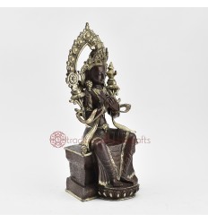 Hand Made Copper Alloy Silver Plated in Oxidation Finish 11.5" Maiterya Buddha Statue