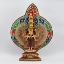 Hand Made Gold Gilded and Hand Painted Face 15.25" Thousand Armed Avalokiteshvara Statue