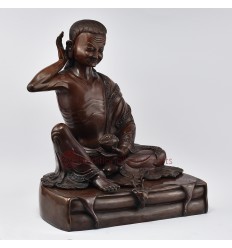 Hand Made Copper Alloy in Oxidation Finish 13.5" Guru Milarespa Statue