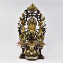 Hand Made old Gilded Silver Plated Copper Alloy in Oxidation Finish 13.5" Maitreya  Statue