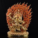 Hand Made  Copper Alloy Gold Gilded and Hand Painted Face 18.75" Vajrapani Statue