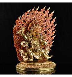 Hand Made  Copper Alloy Gold Gilded and Hand Painted Face 18.75" Vajrapani Statue