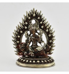 Machine Made  Silver Plated Oxidized Copper Alloy5.25" Simha Ganesha Statue