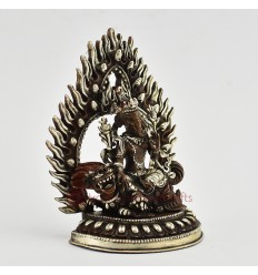 Machine Made  Silver Plated Oxidized Copper Alloy5.25" Simha Ganesha Statue