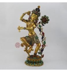 Hand Made Copper Alloy with Gold (Electro) and Silver Plated 16.5" Chintamani Lokeshwor Statue