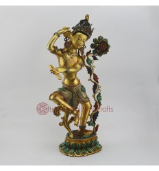 Hand Made Copper Alloy with Gold (Electro) and Silver Plated 16.5" Chintamani Lokeshwor Statue