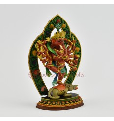  Hand-Painted Lost Wax Method Copper Alloy 7" 12 Armed Dancing Ganesha Statue