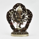 Silver Plated Copper Alloy in Oxidation Finish 7" 12-Armed Ganesha Statue