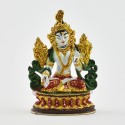 Machine Made, Hand Painted Copper Alloy with Gold Plated 2.25" White Tara Statue